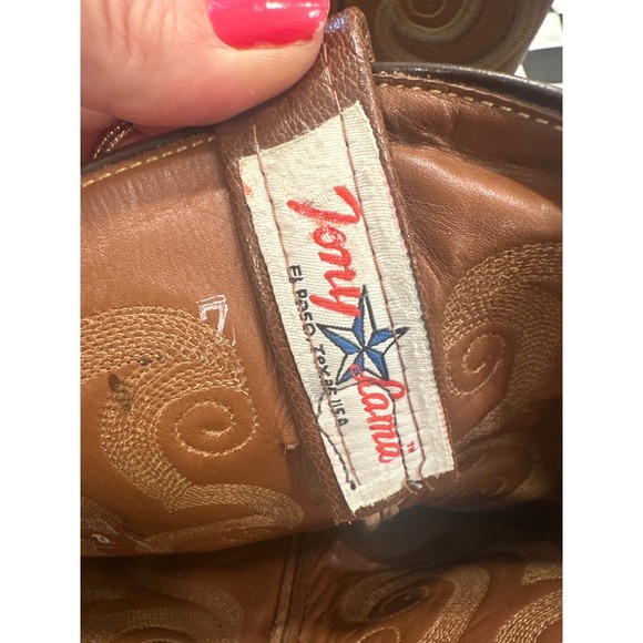 Tony Lama Ostrich Western Cowboy Boots Mens Brown Leather size 11D - Picture 3 of 9